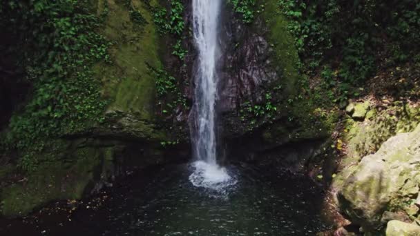Cascadas Agua Cristalina Clara Desde Altura Del Acantilado Verde Salpicando — Vídeos de Stock