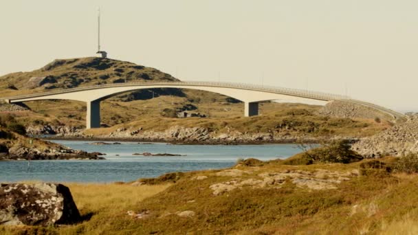 Panoramique Déplaçant Gauche Droite Montrant Les Ponts Fredvang Avec Des — Video