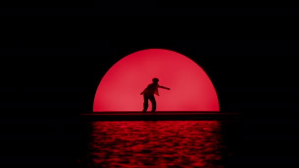 Umělecký Záběr Siluety Tančící Nábřeží Pozadí Červeného Světla — Stock video