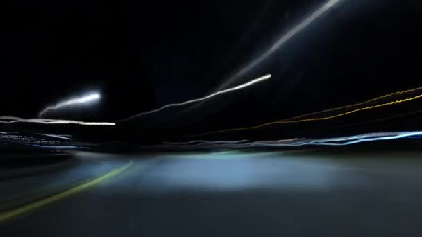 Journey Night Driving Captured Hyperlapse City Lights Paint Vibrant Streaks — Stock Video