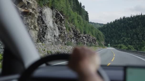 Breathtaking Journey Driving Smooth Paved Roads Weaving Majestic Mountain Forests — Stock Video