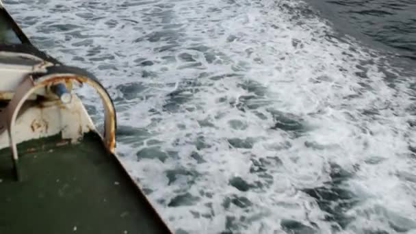 Ferry Navega Graciosamente Pelas Águas Deixando Para Trás Encantadoras Trilhas — Vídeo de Stock