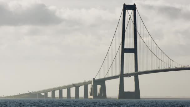 Plan Statique Capturant Emblématique Great Belt Bridge Avec Son Majestueux — Video