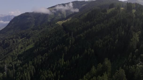 Uma Vista Aérea Cordilheira Arborizada Torno Zell See Com Nuvens — Vídeo de Stock