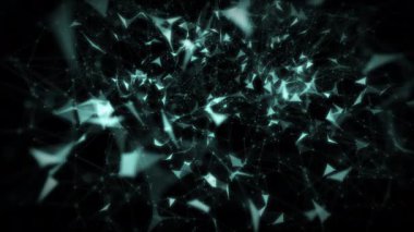 Evrensel açık mavi geometrik şekiller ve çizgiler kozmik zemin üzerinde dans ediyor.