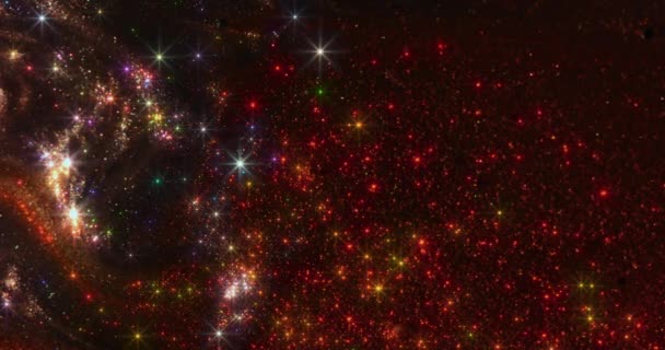Glanzende Sterren Glitters Tegen Het Oneindige Doek Van Galactische Leegte — Stockvideo