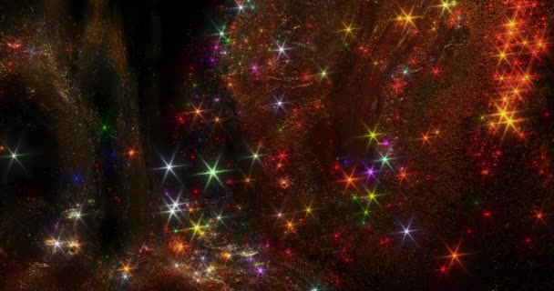 一颗闪闪发光的星尘优雅地与五彩斑斓的星星交织在一起 — 图库视频影像