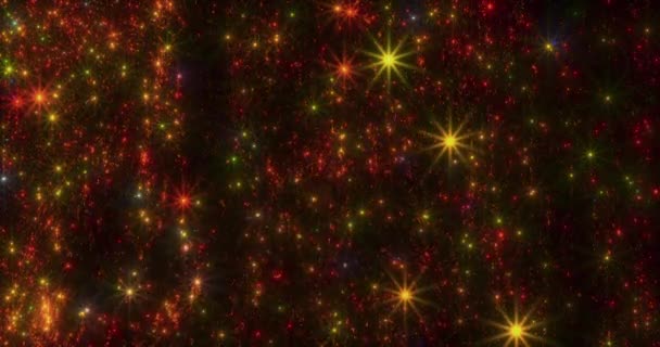 Glitters Stars Gracefully Flowing Downward Depths Dark Space — Stock Video