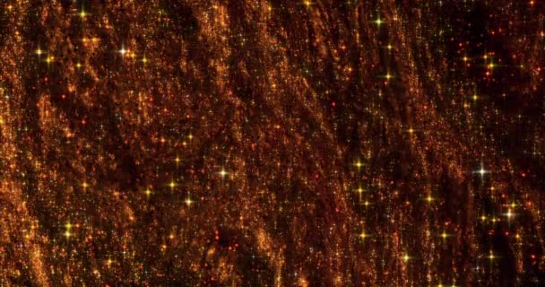 Shimmering Stars Enveloped Gold Glitters Illuminating Fading Cosmic Expanse — Stock Video