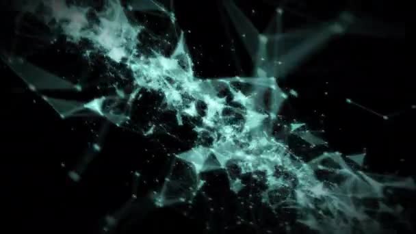 Эфирная Природа Светло Голубых Геометрических Фигур Линий Огромном Черном Космическом — стоковое видео