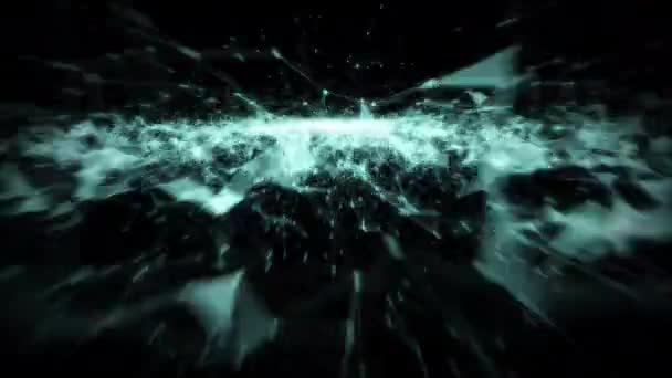 Lichtblauwe Geometrische Vormen Die Door Kosmische Uitgestrektheid Weven — Stockvideo