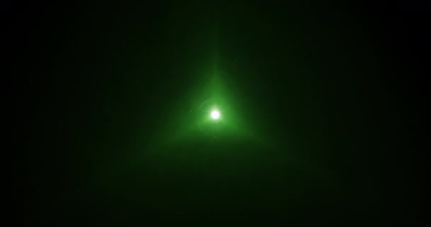 Green Triangular Shaped Smoke Blend Seamlessly Dazzling Lens Flare — Stock Video