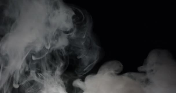 Close Fumaça Espessa Sobe Sobre Fundo Preto Criando Movimento Fluido — Vídeo de Stock