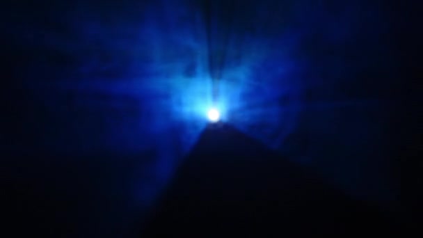 Blue Light Intertwines Voluminous Smoke Creating Atmospheric Visual Masterpiece Dark — Stock Video