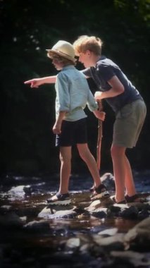 Ağabeyi duraksadı ve çizgiyi aştı, küçük kardeşi dere kenarında dikilirken dikkatini çekti.