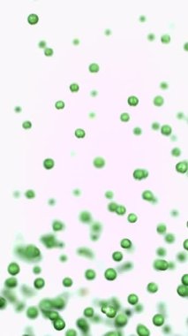 Yeşil parantezler beyaz bir zeminde yavaşça süzülür, yumuşak, sakinleştirici bir hareket yaratır.