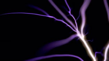 Mistik mor plazma cıvataları çatırdıyor ve karanlıkta yanıp sönüyor.