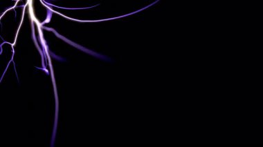 Heyecan verici bir mor voltaj dalgalanması, sol üstteki karanlığı delip geçer, yoğun kıvılcımlar ve parlayan enerjiyle