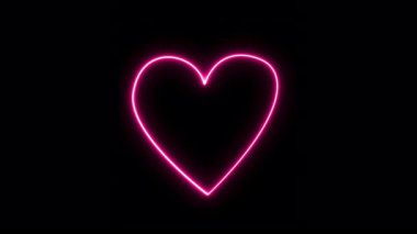 Şirin pembe neon bir kalp, koyu bir arka planda pürüzsüzce parlar ve şekillenir. Sıcak ve romantik bir ortam yaratır.