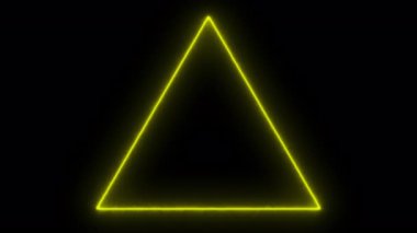 Büyüleyici bir neon üçgen animasyonu. Koyu arkaplanda parlak sarı bir çizgi var.