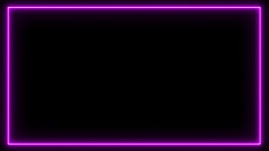 Neon mor dikdörtgen bir çerçeve, koyu bir arkaplanda durmaksızın parlayarak parlak ve fütüristik bir ortam yaratır.
