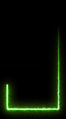 Parlak dikdörtgen bir çerçeve oluşturan neon yeşil bir çizginin kusursuz döngü animasyonu koyu bir arkaplan üzerinde