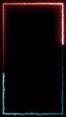 Parlak kırmızı ve mavi neon kenarlı sürekli bir döngü, siyah bir arkaplan karşı saat yönünde pürüzsüz döner