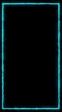 Yumuşak, dağınık neon ışığıyla parlak bir mavi çerçeve. Karanlık bir arka planda hafifçe parlıyor. Pürüzsüz ve büyüleyici bir görsel etki yaratıyor.