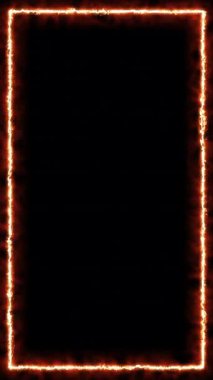 Yanan turuncu bir ışık çerçevesi koyu bir arkaplan karşısında canlı bir şekilde aydınlanıyor, cesur ve enerjik bir görsel etki yaratıyor.