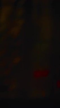 Gece hareketli bir şehir manzarasının hızlı tempolu, hareketli, neon ışıkları ve dinamik hareket bulanıklığı efektleri içeren bir tavası.