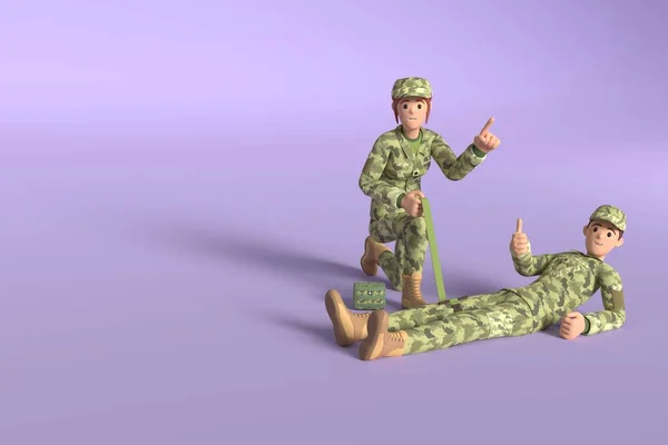 Військовий Медик Проводить Підготовку Тактичній Медицині Жінка Чоловік Військовій Формі — стокове фото