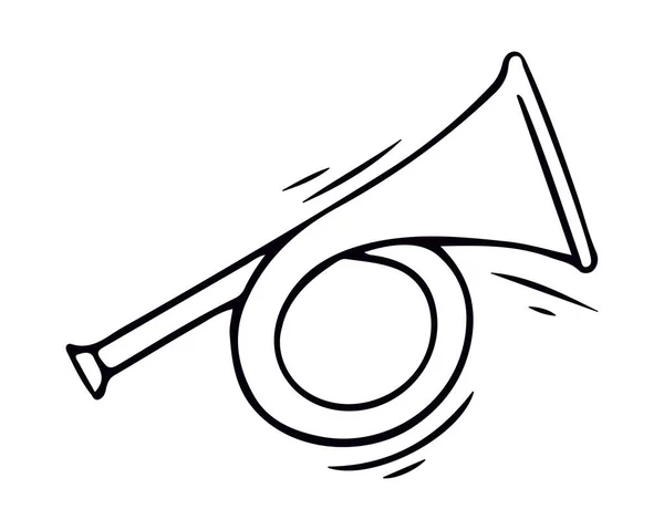 Trombeta Instrumento Musical Estilo Doodle Vetor — Vetor de Stock