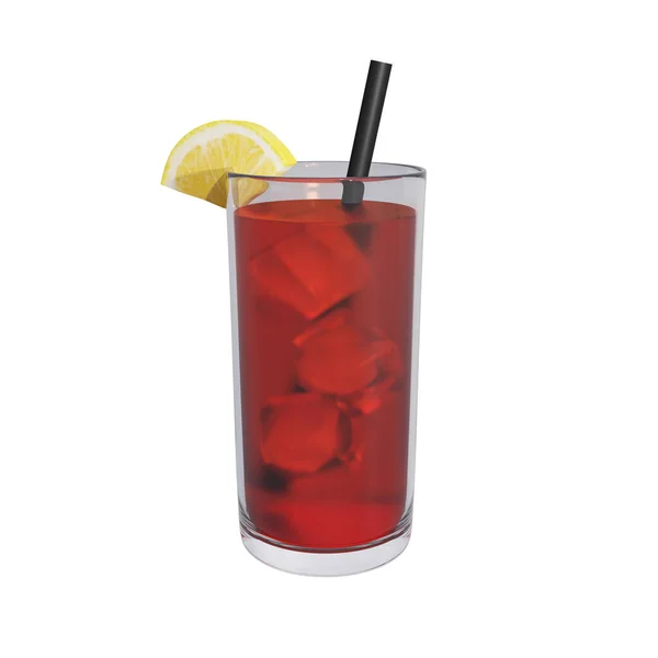 Cocktail Americano Com Uma Fatia Limão Gelo Renderização — Fotografia de Stock