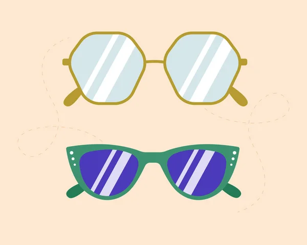 Gläser Bunte Kollektion Niedliche Sonnenbrille Vektorillustration — Stockvektor