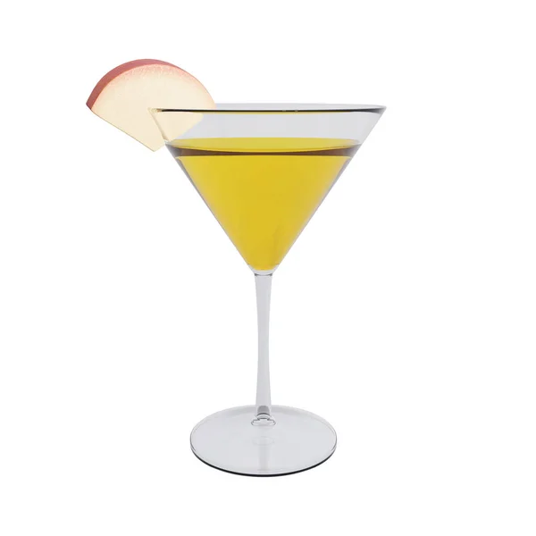 Angel Ansikte Cocktail Med Bit Äpple Vit Bakgrund Konvertering — Stockfoto