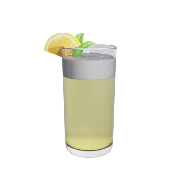 Gin Fizz Com Cal Vidro Isolado Sobre Fundo Branco Renderização — Fotografia de Stock