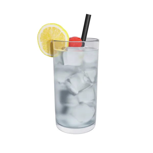 John Collins or Whiskey sour cocktail on a white background. For restaurants, bars, book menus. 3d rendering