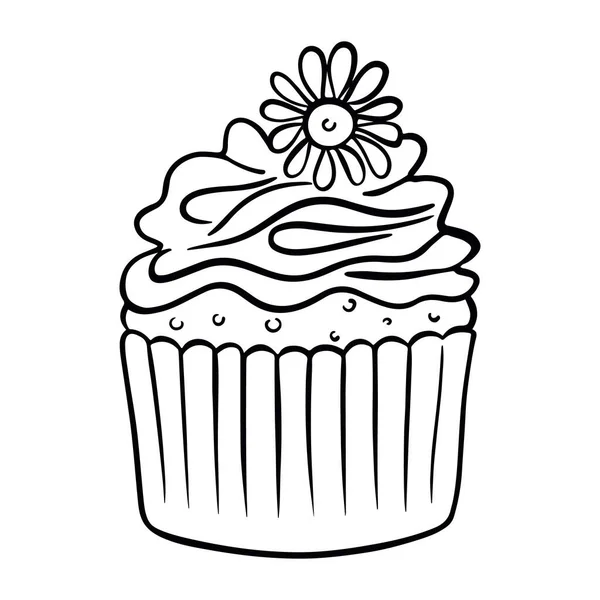 ドードルスタイルのカップケーキ ケーキハンドドロー 任意の目的のためのデザイン ベクトル — ストックベクタ