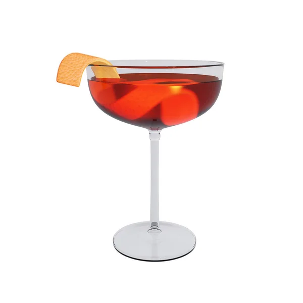 Martinez Cocktail Gin Vermouth Orange Peel Rendering — Stock Photo, Image