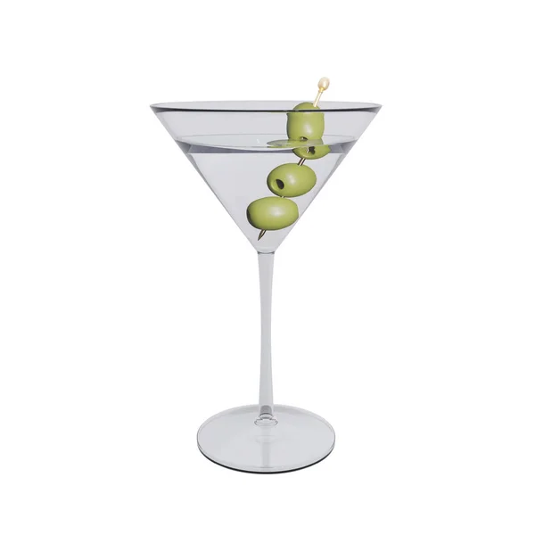 Cocktail Martini Com Azeitonas Verdes Renderização — Fotografia de Stock