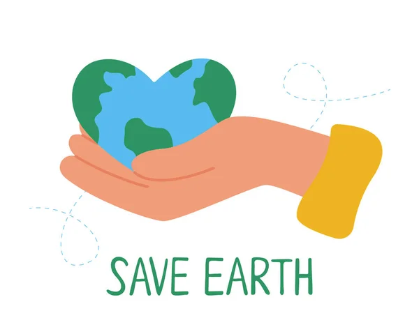 Hand Holds Planet Earth Shape Heart Earth Day Earth Concept — Stock Vector