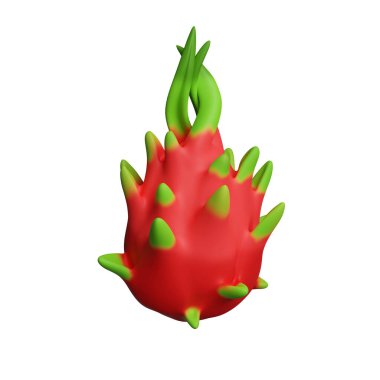 Ejderha meyvesi, pitaya beyaz arka planda izole. 3d oluşturma