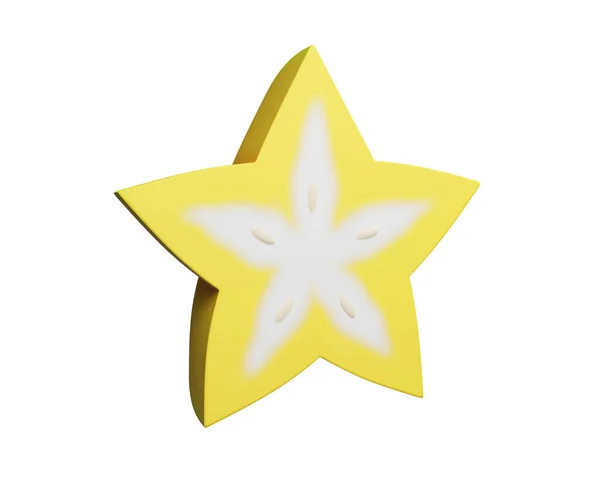 カランボラ 白地に星の実 3Dレンダリング — ストック写真