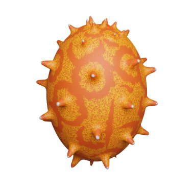 Meyveli Kiwano kavunu. 3d oluşturma