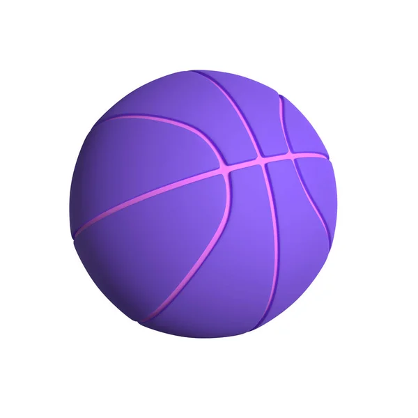 Pallone Basket Viola Sfondo Bianco Rendering — Foto Stock