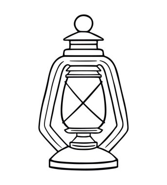 Bahçe için gaz lambası, kamp, yürüyüş. Karalama tarzında dekoratif retro fener. Vektör