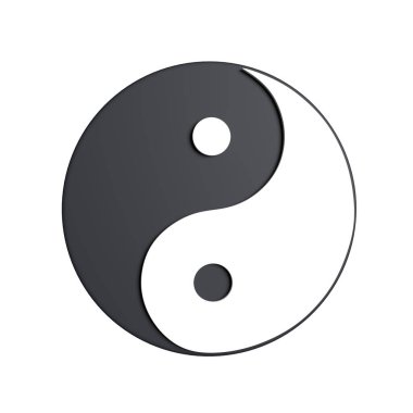 Yin Yang 'ın 3D sembolü. 3d oluşturma