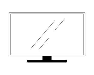 Televizyon ikonu. Doğrusal işaret, web tasarımı için TV sembolü. Ev aletleri ve elektronik mağazasının web sitesi için simge. Vektör illüstrasyonu