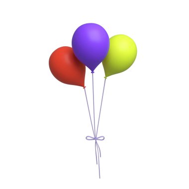 3 boyutlu balon ikonu. Doğum günü kartı tasarımı için resim. 3d oluşturma