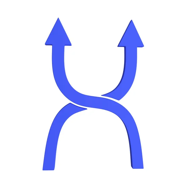 3d arrow icon. Two arrows intersect. Modern arrows. 3d rendering